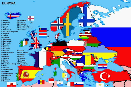 Mapa - Europa con Banderas